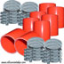 Reinforced Silicone Coupler and Clamp Kit, 2.0" - Red