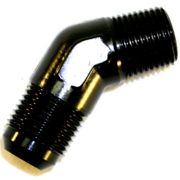 AN to NPT 45� Adaptor, -6 AN to 1/4'' NPT Black