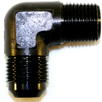 AN to NPT 90� Adaptor, -6 AN to 1/4'' NPT Black