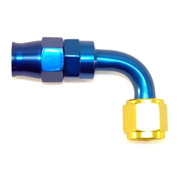 Stainless Steel Line 90� Adaptor, -4 AN Gold/Blue